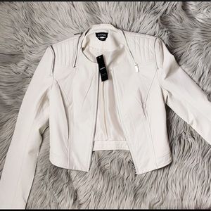 NWT BEBE White Leather Jacket